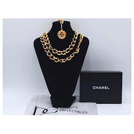 Chanel-Cinturón con collar de cadena de monedas Chanel Rue Cambon-Dorado
