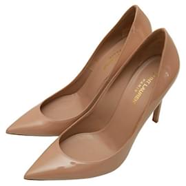 Saint Laurent-Saint Laurent YSL ZOE Beige Nude Patent Leather Heels Stiletto Pumps 39-Beige