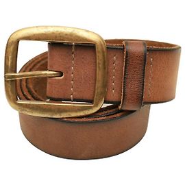 Cinto feminino Isabel Marant couro marrom dourado com fivela retangular Marrom