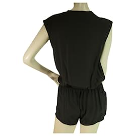 Autre Marque-Haute Hippie Black 100% Silk Sleeveless Romper Playsuit Shorts size XS-Black