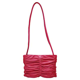 Gianfranco Ferré-Gianfranco Ferre Kleine Handtasche mit drapierter, plissierter Umhängetasche aus rotem Leder-Bordeaux