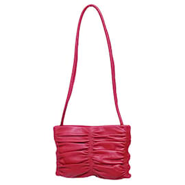 Gianfranco Ferré-Gianfranco Ferre Red Leather Draped Pleated Shoulder Bag Small Handbag-Dark red