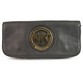 Michael by Michael Kors Fulton Bolsa de mão em couro preto com aba e logotipo Preto