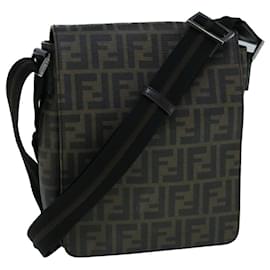 Fendi-FENDI Zucca Canvas Shoulder Bag Black Brown Auth yk9104-Brown,Black