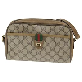Gucci-GUCCI GG Supreme Web Sherry Line Shoulder Bag Beige Red 116 02 089 Auth hk891-Red,Beige