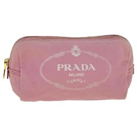 Prada-PRADA Pouch Canvas Pink Auth bs9661-Pink