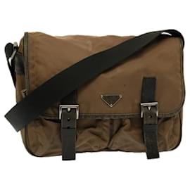 Prada-PRADA Shoulder Bag Nylon Brown Auth 58568-Brown