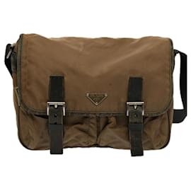 Prada-PRADA Shoulder Bag Nylon Brown Auth 58568-Brown