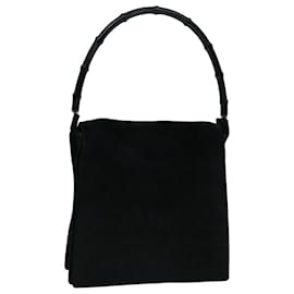 Gucci-GUCCI Bamboo Shoulder Bag Suede Black 001 3243 200047 Auth bs8922-Black