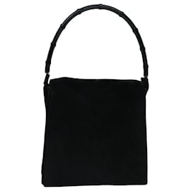Gucci-GUCCI Bamboo Shoulder Bag Suede Black 001 3243 200047 Auth bs8922-Black