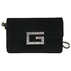 Gucci-GUCCI Square G Shoulder Bag Velor Black 544242 Auth yk9258-Black