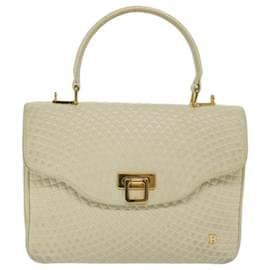 Bally-BALLY Quilted Hand Bag Leather Beige Auth bs9678-Beige