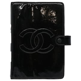 Chanel-CHANEL Agenda Day Planner Cover Patent leather Black CC Auth bs9755-Black