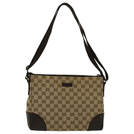 Gucci-GUCCI GG Canvas Shoulder Bag Beige 114273 Auth ki3683-Beige