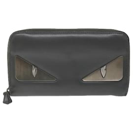 Fendi-FENDI Portafoglio lungo Pelle Grigio Auth hk904-Marrone