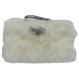 Prada-PRADA Clutch Bag Fur White Auth 58971-White