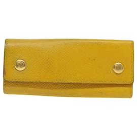 Hermès-HERMES Key Case Leather Yellow Auth bs9645-Yellow