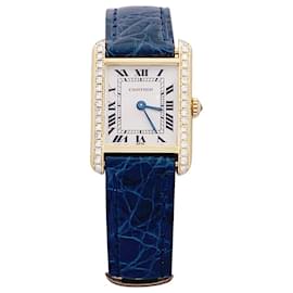 Cartier-Relógio Cartier, “Tanque Louis Cartier”, Ouro amarelo e diamantes.-Outro