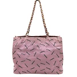 Chanel-Chanel Chanel vintage pink canvas shoulder bag with chain-Pink