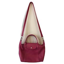 Longchamp-Longchamp bag in fuchsia pink leather Pliage collection-Silvery,Pink,Fuschia