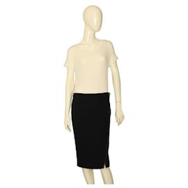 Tom Ford-Tom Ford Black Pencil Side Exposed Zipper Knee Length Skirt Size 42-Black