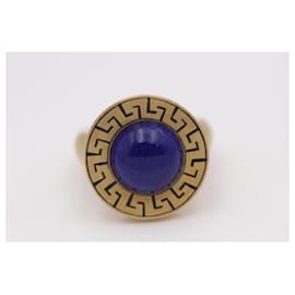 Autre Marque-AZTEC Gold Ring with Lapis Lazuli-Golden,Navy blue