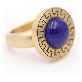 Autre Marque-Anillo AZTECA de Oro con Lapislázuli-Dorado,Azul marino