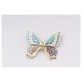 Autre Marque-Butterfly in Gold and Enamel. Dual function.-Golden