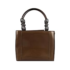 Dior-Dior Patent Beaded Malice Tote Bag-Brown