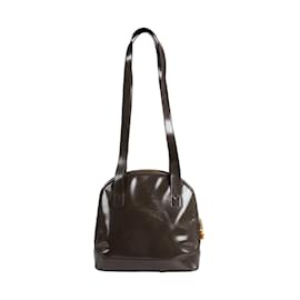 Gucci-Gucci Vintage Patent Leather Shoulder Bag-Brown