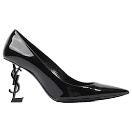 Saint Laurent-Saint Laurent Opyum Heels 85 Patent Black Patent Leather EU 41 Uk 8-Black