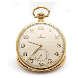 Omega-Original OMEGA Pocket Watch in Yellow Gold-Golden