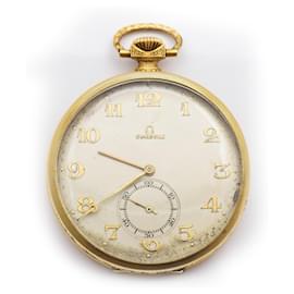 Omega-Original OMEGA Pocket Watch in Yellow Gold-Golden