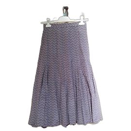 Falda Chloé de seda plisada crema y azul oscuro Crema Azul oscuro