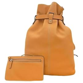 Loewe-Leather Drawstring Backpack-Brown