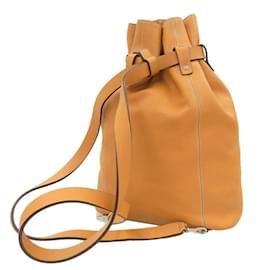 Loewe-Leather Drawstring Backpack-Brown