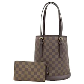 Louis Vuitton-Louis Vuitton Damier Ebene Marais Bucket Bag Canvas Tote Bag N42240  in Good condition-Brown