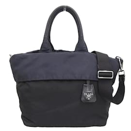 Prada-Prada Tessuto Reversible Tote Bag Canvas Tote Bag BR4521 in Good condition-Black