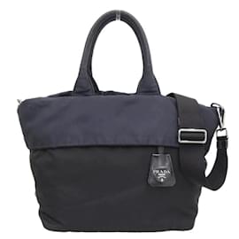 Prada-Prada Tessuto Sac cabas réversible Sac cabas en toile BR4521 en bon état-Noir