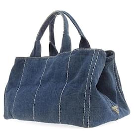 Prada-Denim Canapa Logo Tote Bag B1872b-Blue