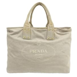 Prada-Prada Canapa Logo Tote Bag Canvas Tote Bag BN1872 in Fair condition-Grey