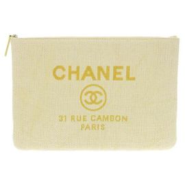 Chanel Raffia-Deauville-Clutch A80117/22 Gelb