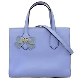 Gucci-Gucci GG Ribbon Tote Bag Leather Tote Bag 443089 in Good condition-Blue