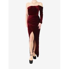 Autre Marque-Burgundy cold-shoulder draped corset gown - size UK 8-Dark red