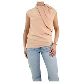Céline-Peach sleeveless silk top - size UK 10-Pink