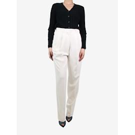 Céline-Pantaloni sartoriali plissettati color crema - taglia UK 8-Crudo