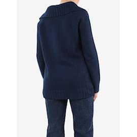 Céline-Suéter de caxemira azul com gola larga - tamanho S-Azul