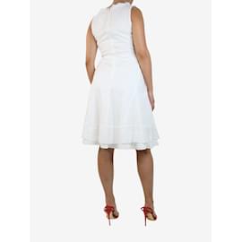 Céline-Vestido midi branco com decote em V e babados - tamanho Reino Unido 12-Branco