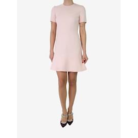 Christian Dior-Hellrosa, kurzärmeliges Kleid aus Wollkrepp – Größe UK 10-Pink