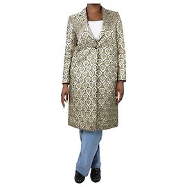 Dries Van Noten Silberner Jacquard-Metallic-Mantel – Größe FR 40 Silber